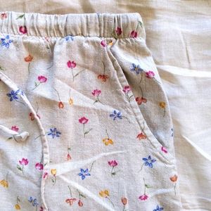 Vintage Linen Blend floral print skirt